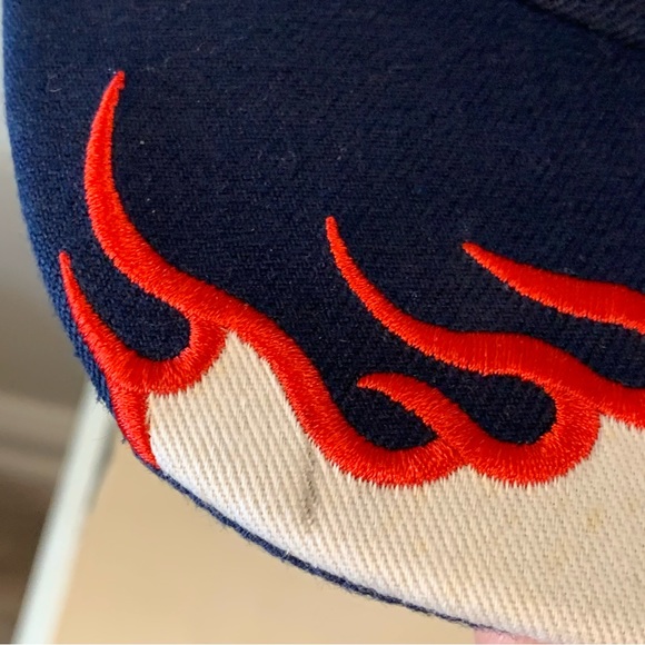 Accessories Choppers Hat Blue With Red Flames Embroidered Choppers